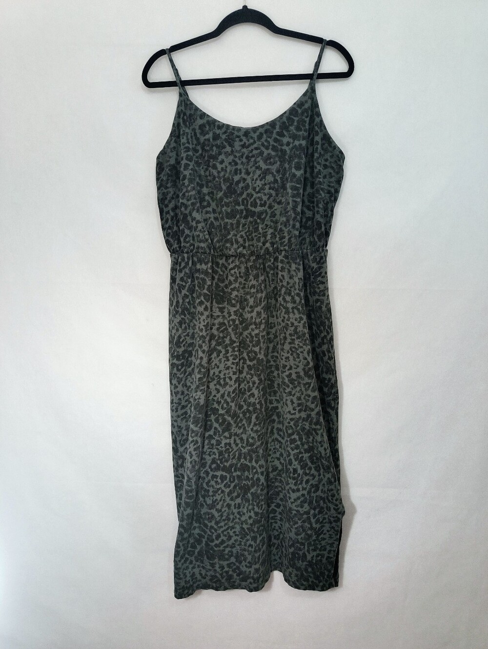 Old Navy Gray Leopard-Print Spaghetti Strap Maxi Dress Women's Large Tall